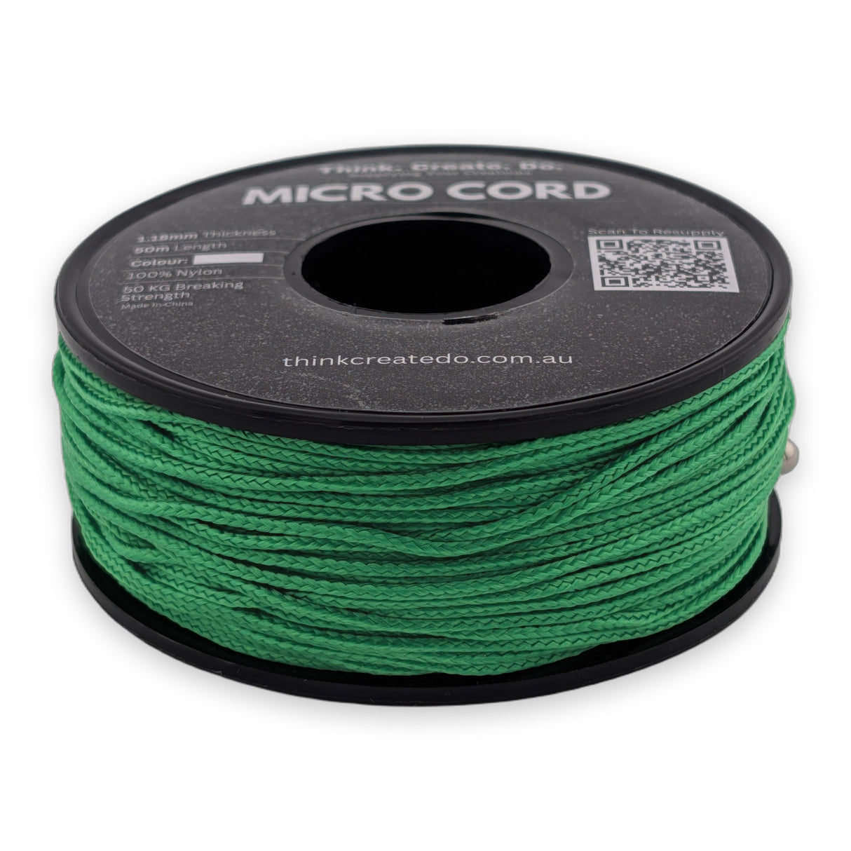 Green Micro Cord 1.18mm nylon — 50m spool