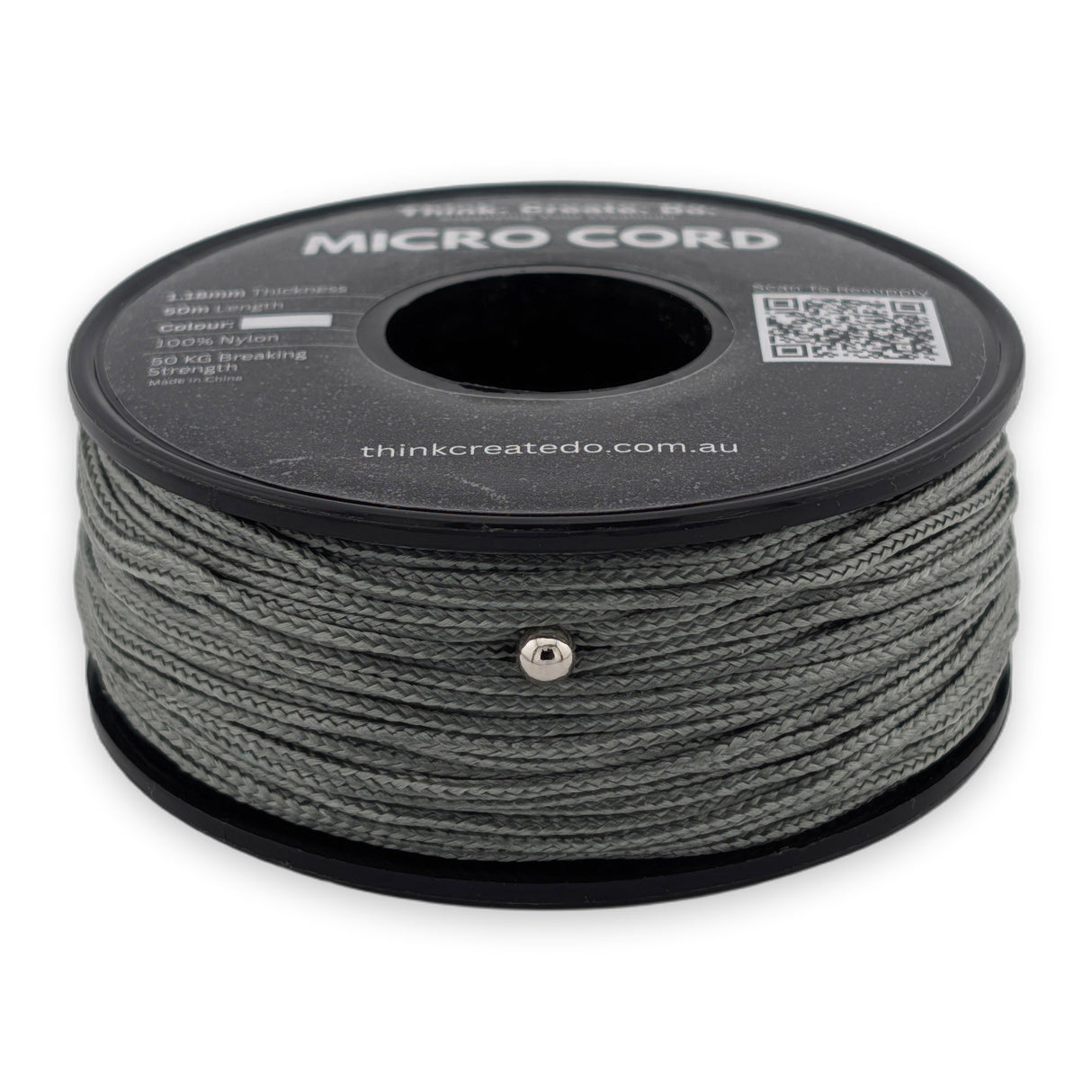 Grey Micro Cord 1.18mm nylon — 50m spool