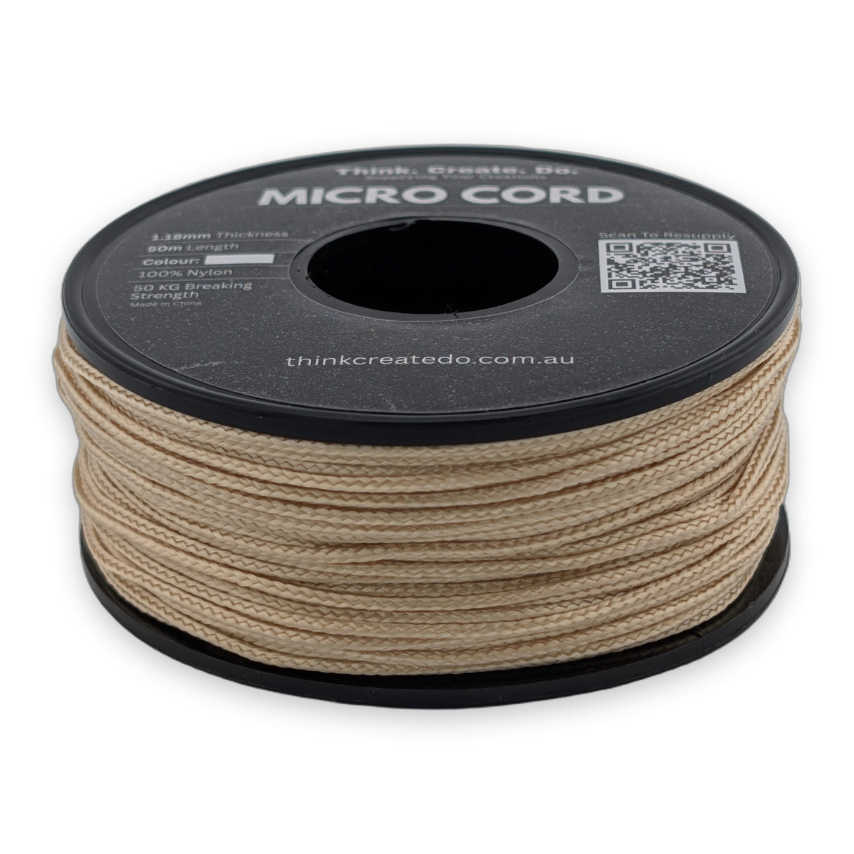 Light Caramel Micro Cord 1.18mm nylon — 50m spool