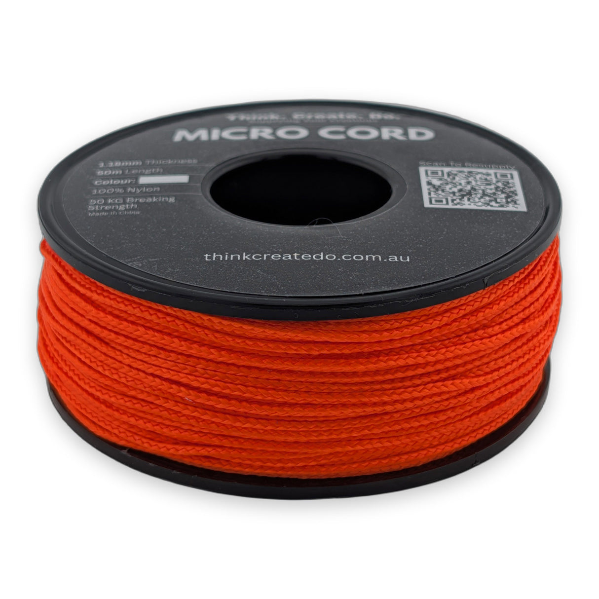 Neon Orange Micro Cord 1.18mm nylon — 50m spool