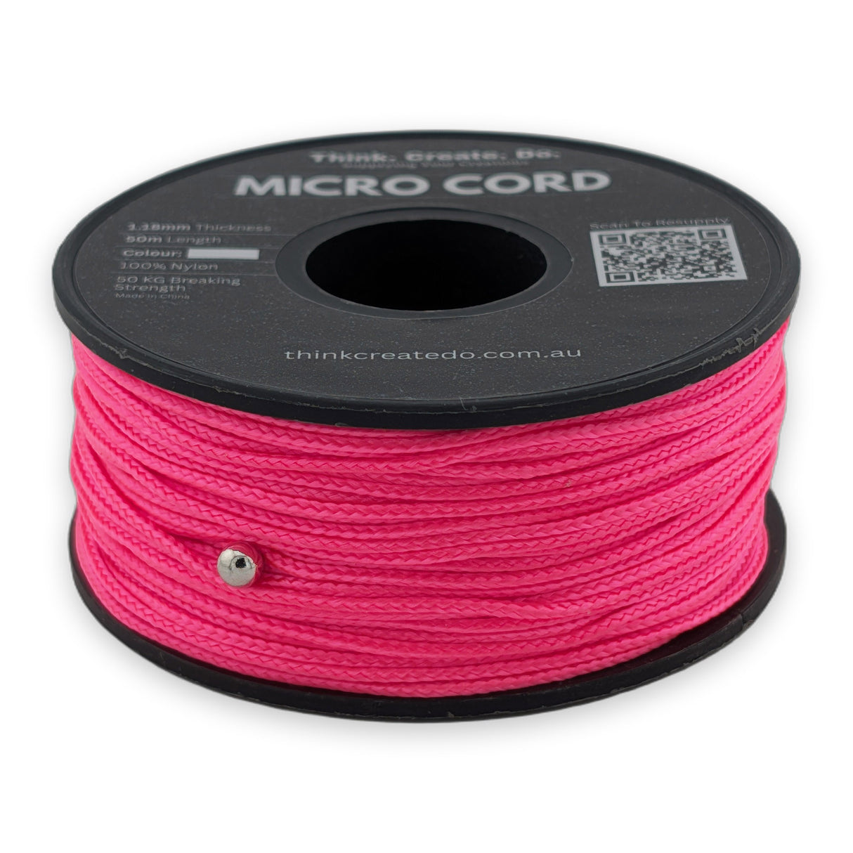 Neon Pink Micro Cord 1.18mm nylon — 50m spool