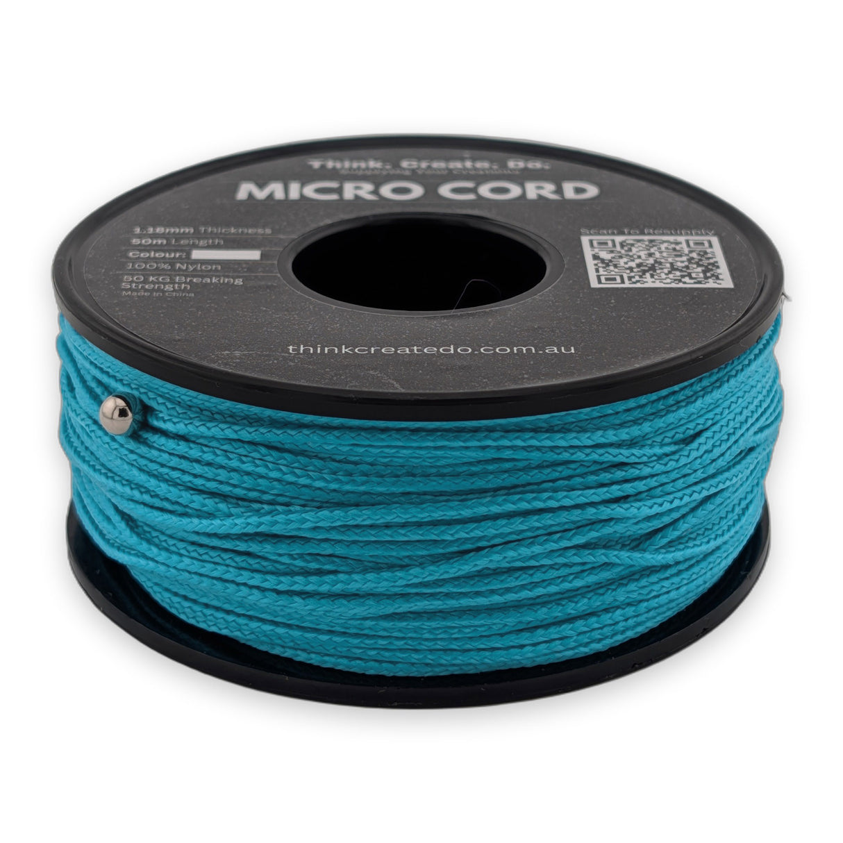 Turquoise Micro Cord 1.18mm nylon — 50m spool