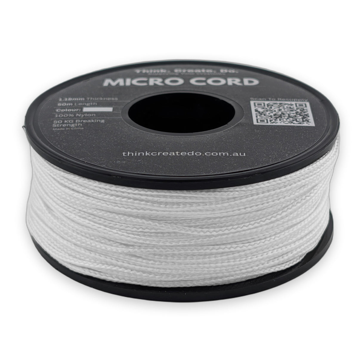 White Micro Cord 1.18mm nylon — 50m spool