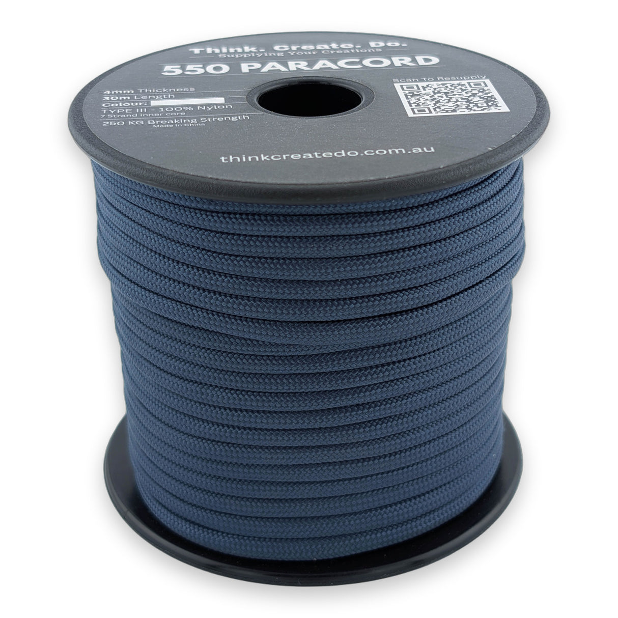 Navy Paracord 550 — 4mm Type III nylon spool, 7-strand core