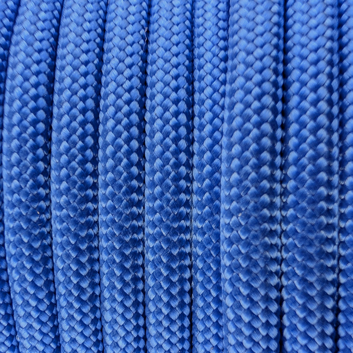 Close-up of the woven sheath on Royal Blue Paracord 550, showing 4mm braid