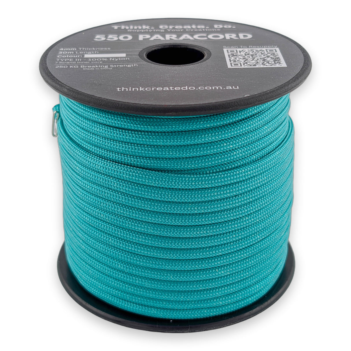 Turquoise Paracord 550 — 4mm Type III nylon spool, 7-strand core