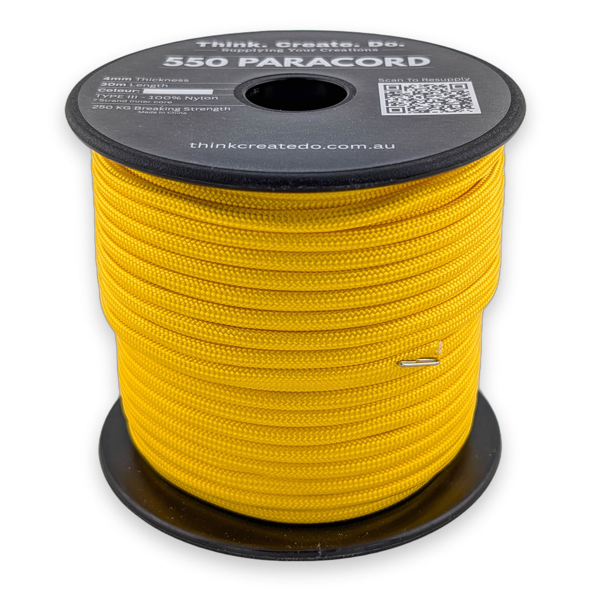 Yellow Paracord 550 — 4mm Type III nylon spool, 7-strand core