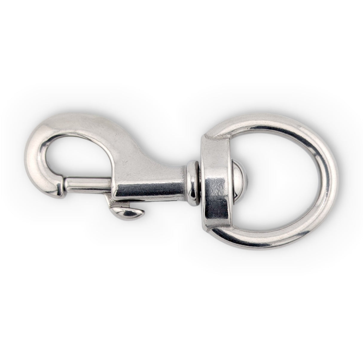 Stainless steel swivel bolt snap - circle eye close-up