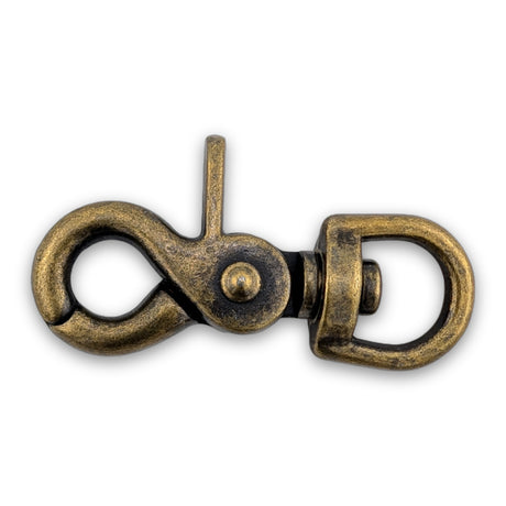 Antique brass trigger snap with round swivel eye