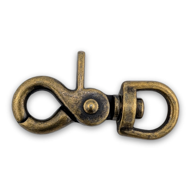 Antique brass trigger snap with round swivel eye