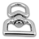 Chrome swivel connector angled view showing the central swivel barrel