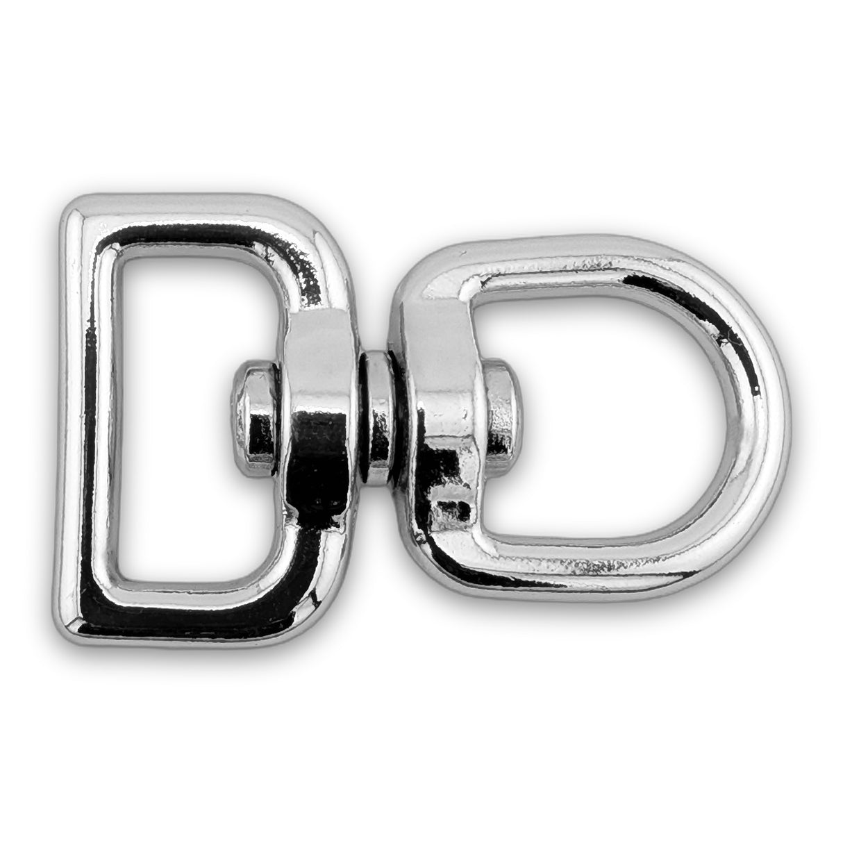 Chrome swivel connector with a 25mm square eye and 20mm round eye