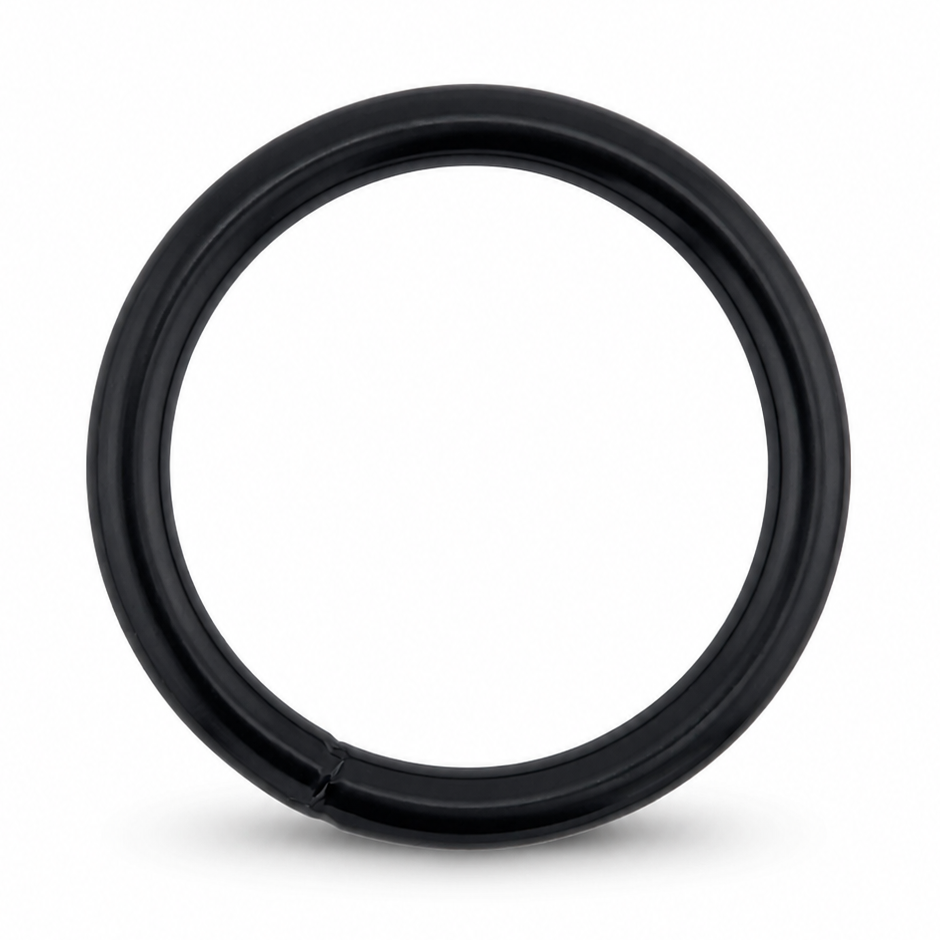 Black steel O-ring on a white background
