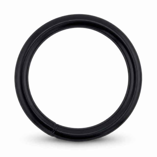 Black steel O-ring on a white background