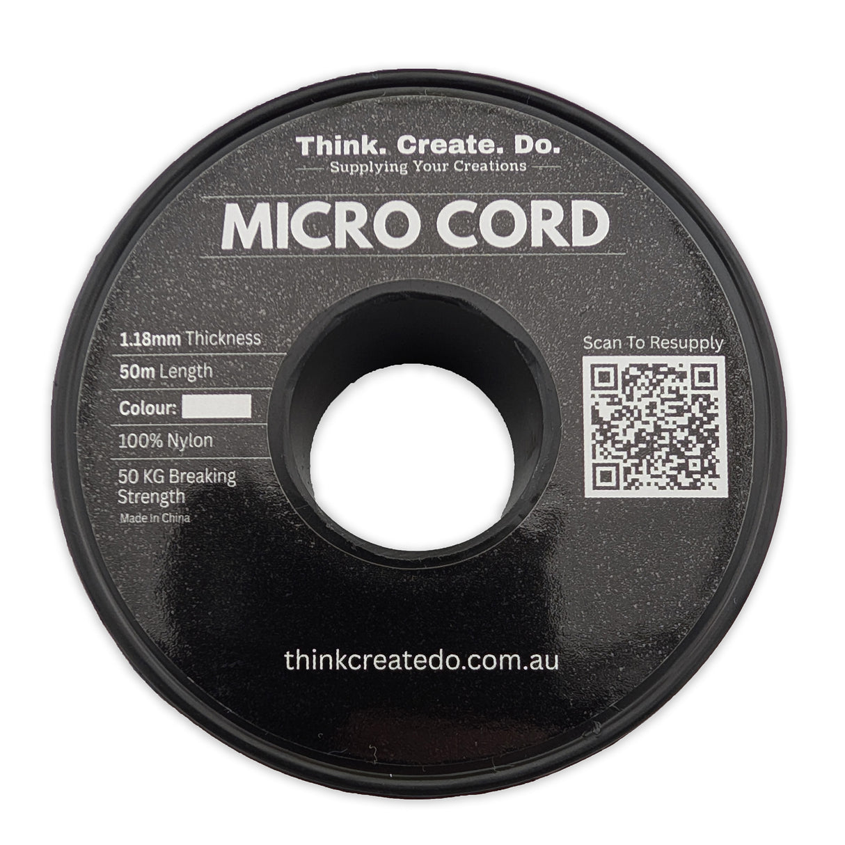 Micro Cord 1.18mm spool label — specifications