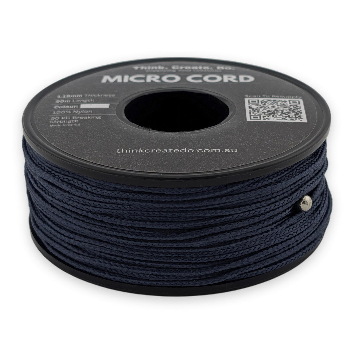 Navy Micro Cord 1.18mm nylon — 50m spool