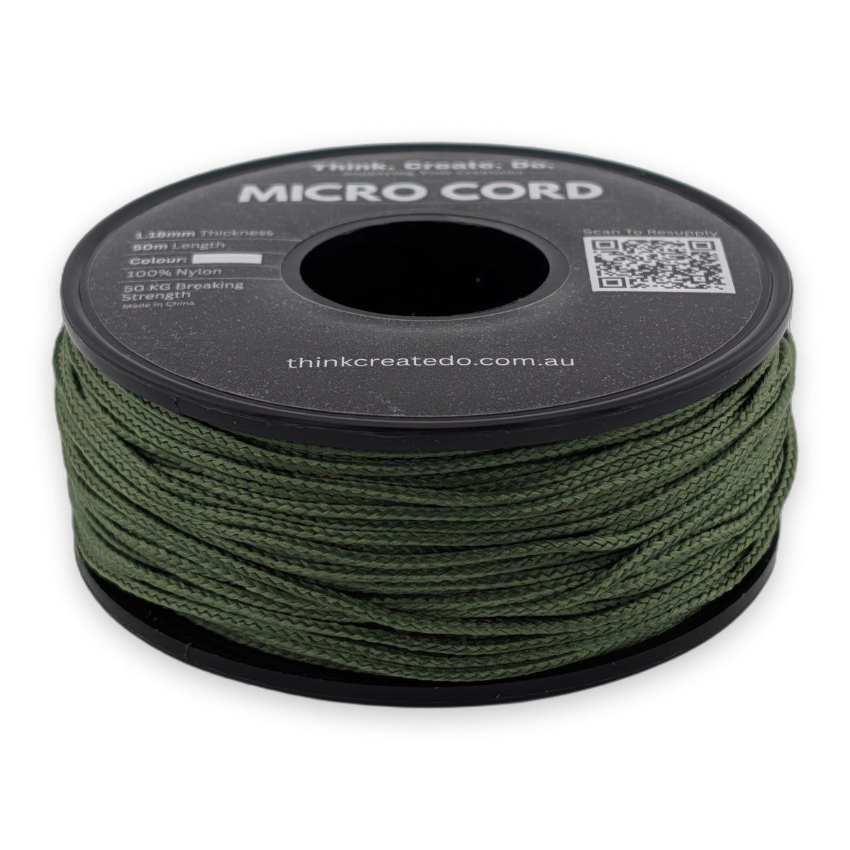 Olive Green Micro Cord 1.18mm nylon — 50m spool
