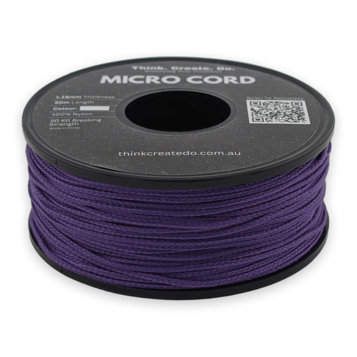 Purple Micro Cord 1.18mm nylon — 50m spool