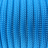 Close-up of the woven sheath on Blue Paracord 550, showing 4mm braid