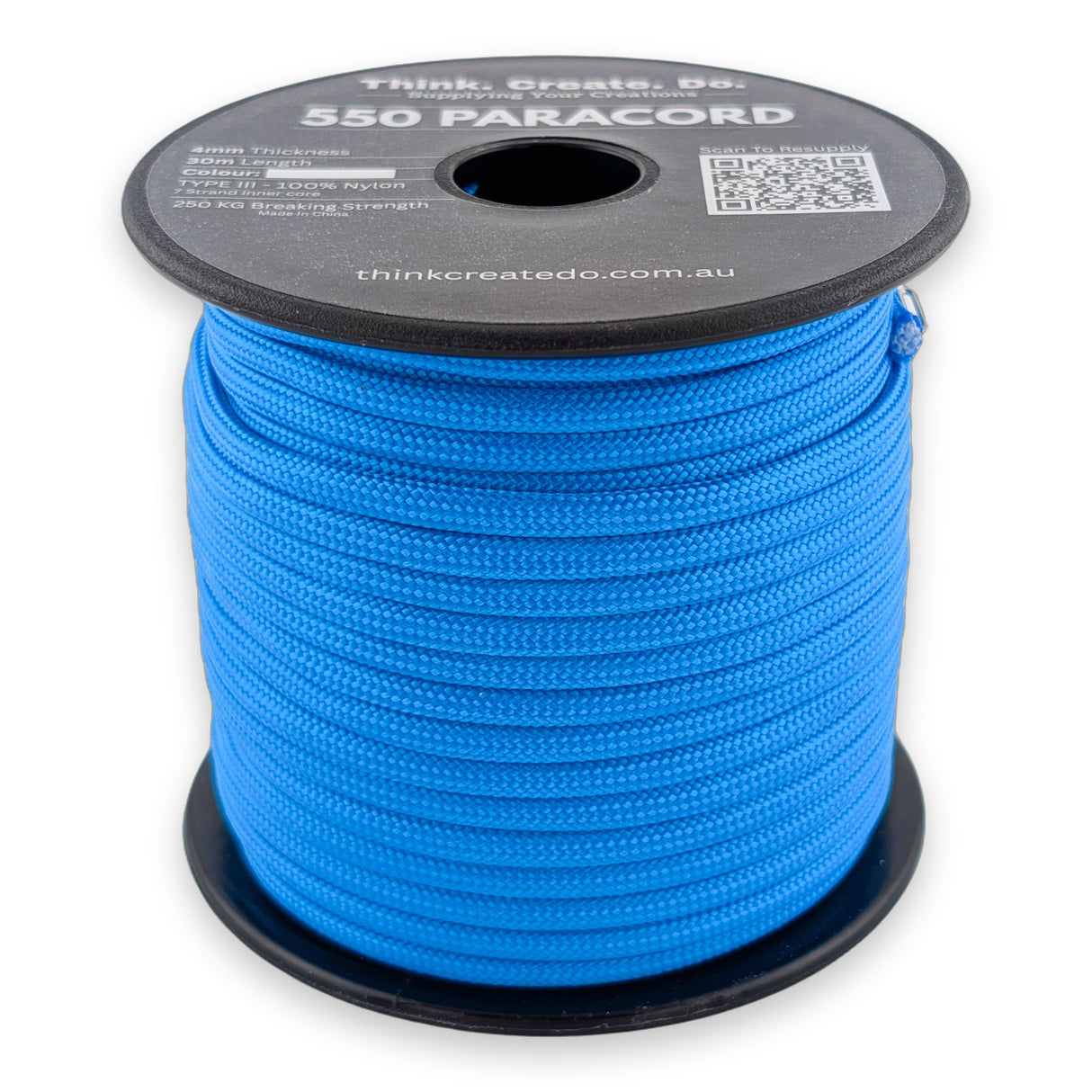 Blue Paracord 550 — 4mm Type III nylon spool, 7-strand core