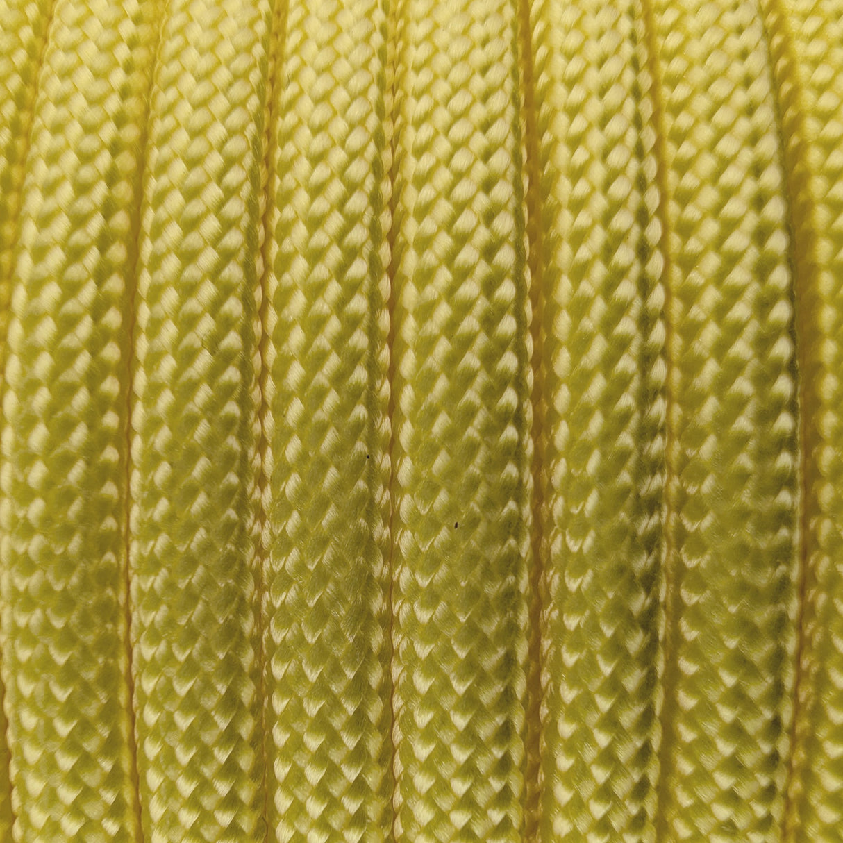 Close-up of the woven sheath on Bright Yellow Paracord 550, showing 4mm braid