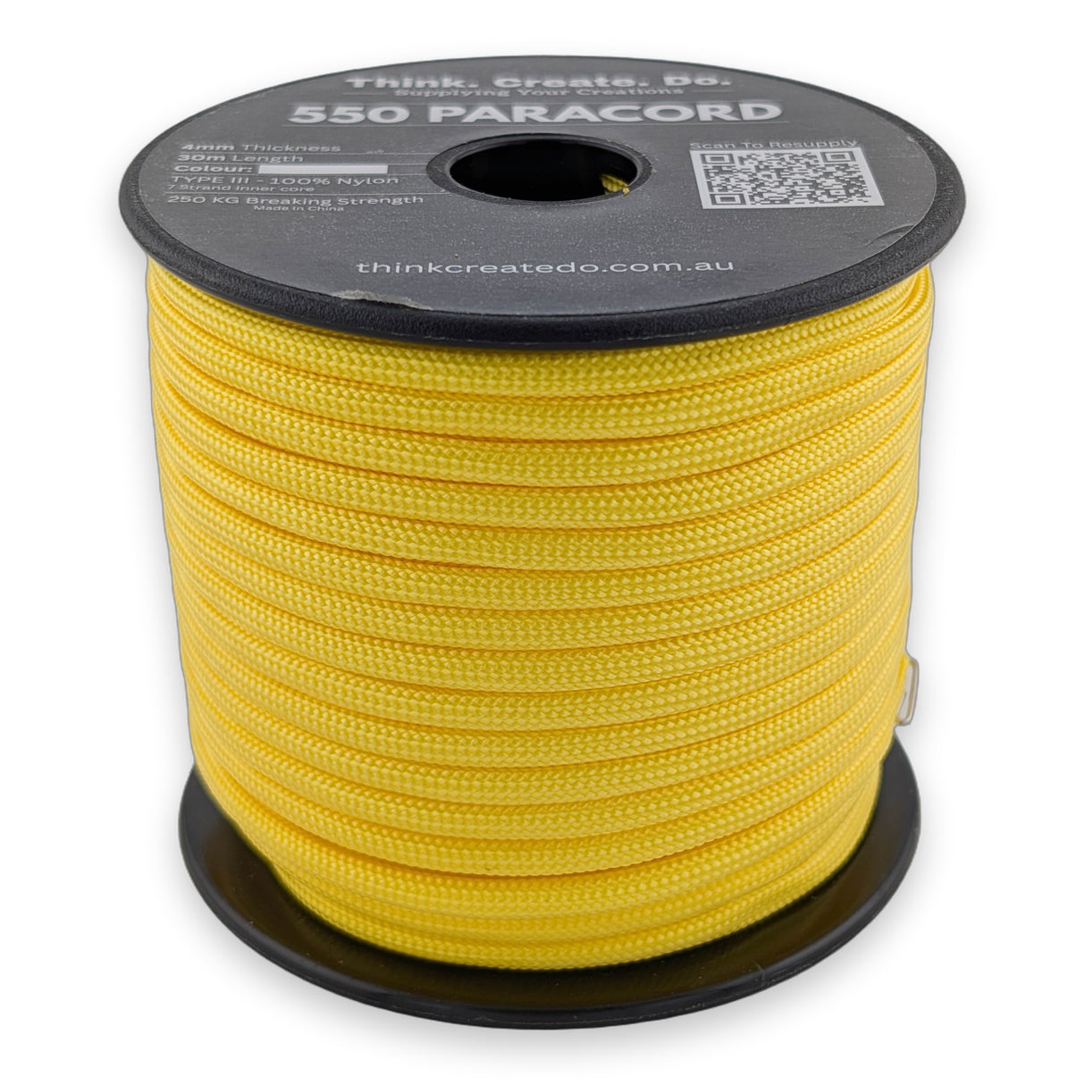 Bright Yellow Paracord 550 — 4mm Type III nylon spool, 7-strand core
