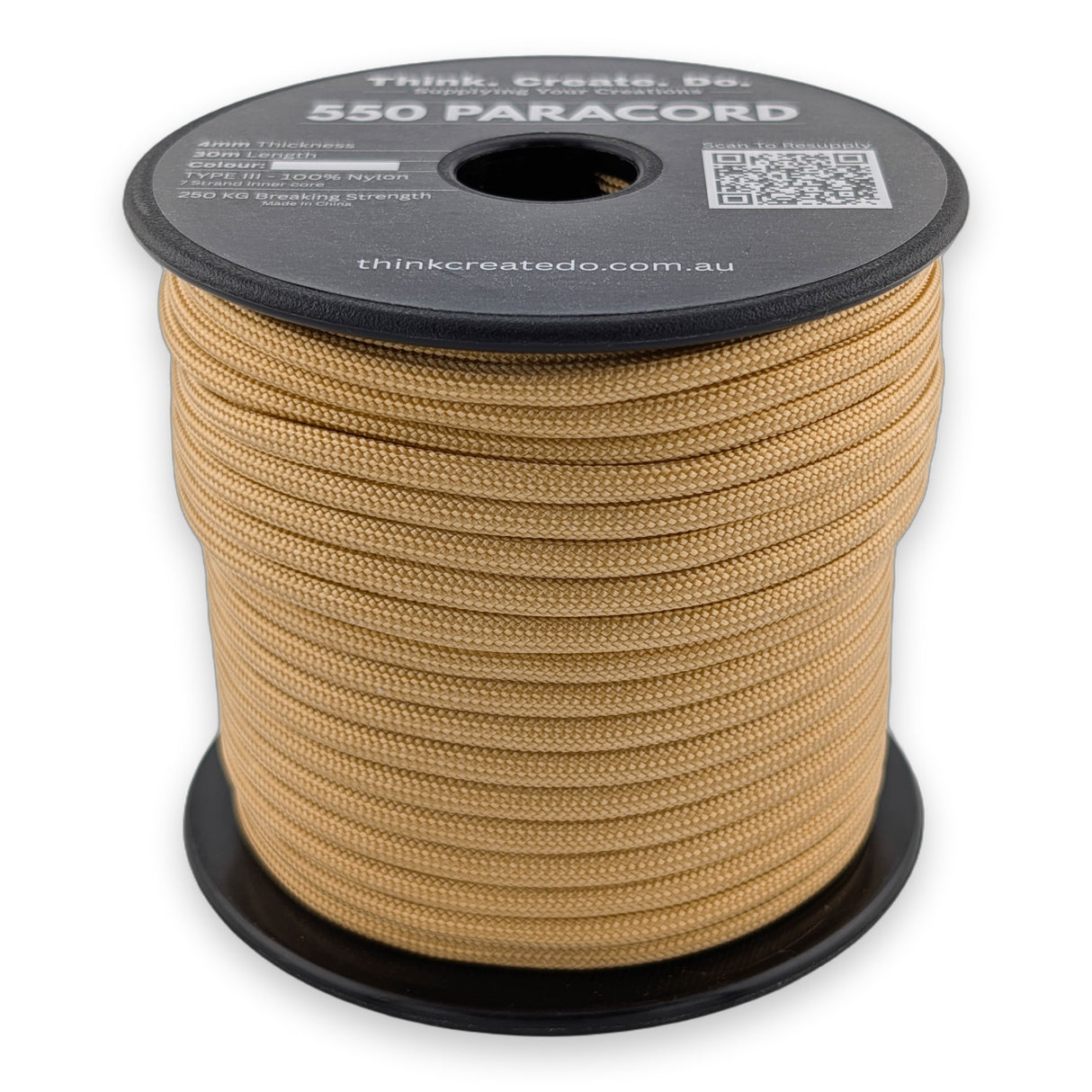 Gold Paracord 550 — 4mm Type III nylon spool, 7-strand core