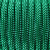 Close-up of the woven sheath on Green Paracord 550, showing 4mm braid
