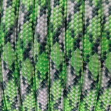 Close-up of the woven sheath on Green Pattern Paracord 550, showing 4mm braid