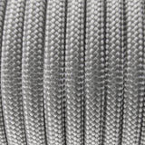 Close-up of the woven sheath on Grey Paracord 550, showing 4mm braid