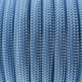 Close-up of the woven sheath on Light Blue Paracord 550, showing 4mm braid