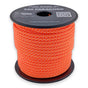 Orange Diamond Paracord 550 — 4mm Type III nylon spool, safety-orange base with fine white diamond fleck, 7-strand core