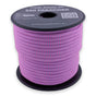 Pink Blue Stripes Paracord 550 — 4mm Type III nylon spool, bubble-gum pink base with diagonal blue stripes, 7-strand core