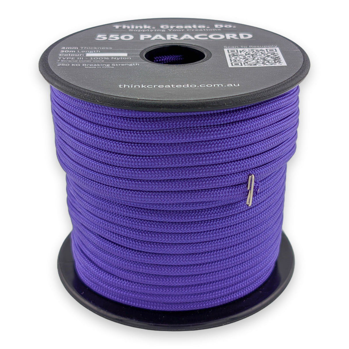 Purple Paracord 550 — 4mm Type III nylon spool, 7-strand core
