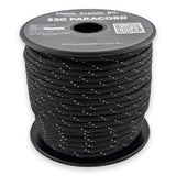 Reflective Black Paracord 550 — 4mm Type III nylon spool, 7-strand core