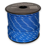 Reflective Blue Paracord 550 reflective tracer illuminated under torchlight