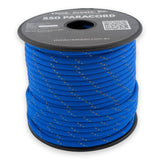 Reflective Blue Paracord 550 — 4mm Type III nylon spool, 7-strand core