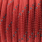 Close-up of the woven sheath on Reflective Red Paracord 550, showing 4mm braid