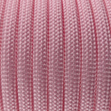 Close-up of the woven sheath on Salmon Paracord 550, showing 4mm braid