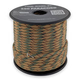 Sandstorm Paracord 550 — 4mm Type III nylon spool, tan desert base flecked with green and rust, 7-strand core