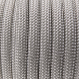 Close-up of the woven sheath on Silver Grey Paracord 550, showing 4mm braid
