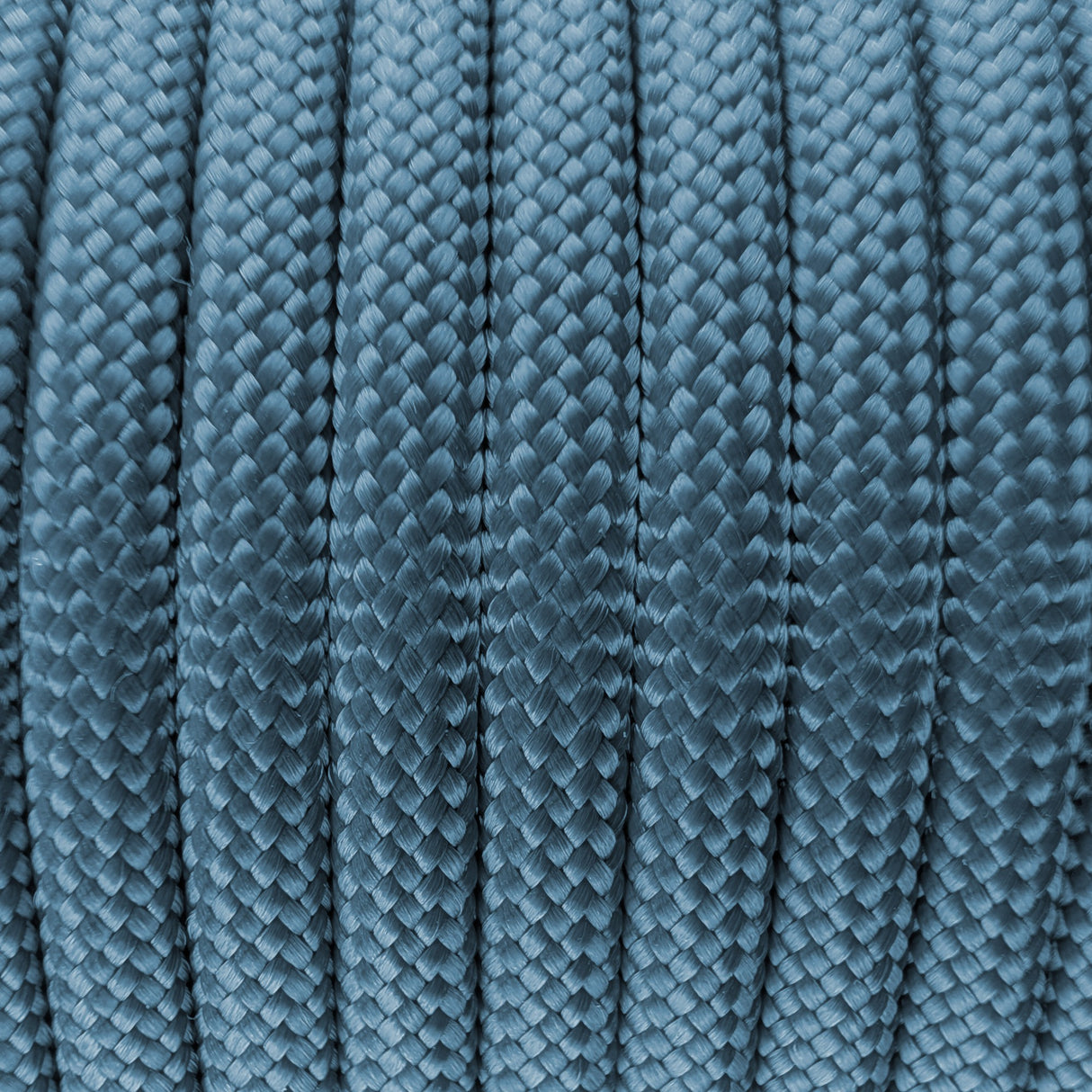 Close-up of the woven sheath on Slate Blue Paracord 550, showing 4mm braid