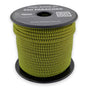 Yellow Bee Paracord 550 — 4mm Type III nylon spool, bright yellow with sharp black hi-vis stripes, 7-strand core