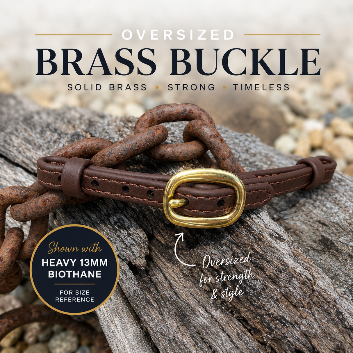 Solid Brass Halter Buckle - 13mm, Heavy Duty