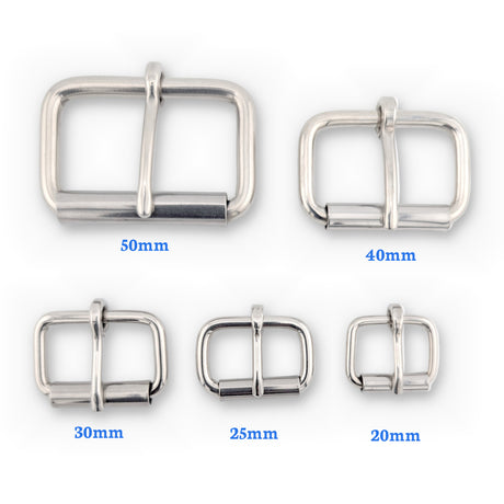 Stainless steel roller buckles - all sizes in proportion